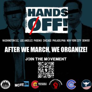 Hands Off! After We March, We Organize Sticker