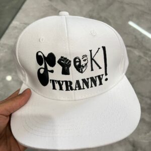 F*ck Tyranny White Embroidered Flat-bill Snapback Baseball Hat